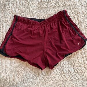 Zyia Women's Maroon Athletic Mesh Shorts with Contrast Trim